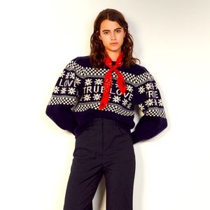 Sandro Wool jacquard sweater size 1 (true love)